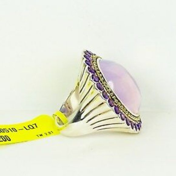 LAGOS Caviar Sterling Silver 18K Gold Lavender Quartz Amethyst Ring Sz 7 - Picture 7 of 10